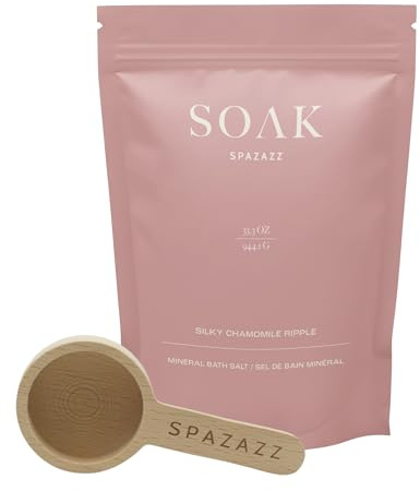 Spazazz Dead Sea Bath Salts with Magnesium & Arnica – Aromatherapy Mineral Bath Soak for Relaxation. Bathtub Soaking Salts – 33.3oz Silky Chamomile Ripple Salt Crystals with Bath Salt Scoop