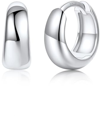 Silvora Petit Créoles Argent/Plaqué Or/Noir Femme Anneau d’Oreille 8-14 MM | Boucle d’Oreille Anneau Femme en Argent 925 et Cuivre Creole Acier Inoxydable Hoop Earring Bijou Cadeau Noël avec Boîte