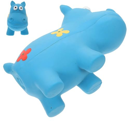 HOUDERCO Lustiges Quietschspielzeug Nilpferd aus Latex für Kleine und Mittelgroße Hunde Robustes Kauspielzeug zur Zahnpflege und Interaktives Beißspielzeug für Haustiere