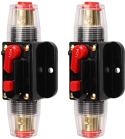 ZAICOLER Interruttore Automatico in Marino Ad Alta Corrente 12-24 V con Ripristino Manuale per Audio di Barche per Auto, Capicorda per Batteria da 2 Pezzi e Tubi Termorestringenti Inclusi Facile