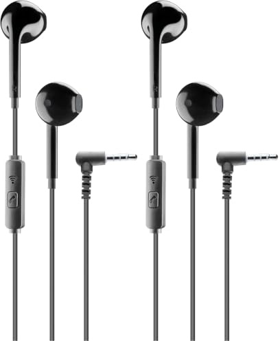 cellularline | VOICE CAPSULE | Auricolari a capsula con filo e microfono - Jack 3.5 mm - Colore Nero (Confezione da 2)