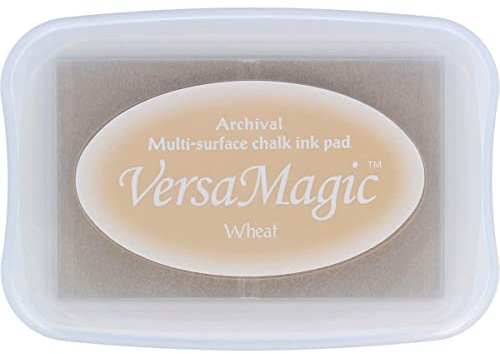 Tsukineko VersaMagic Ink Pad Beige, Wheat Large Water Based Air Drying Decorative Embossing for Thin Paper, 9.9 x 6.8 x 1.9 cm