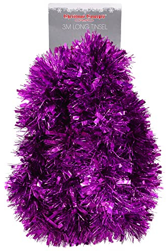 Christmas Concepts® 3m / 9.8ft Klobig/Feines Weihnachtslametta - Weihnachtsdekoration - Hochwertige Lametta (Lila)