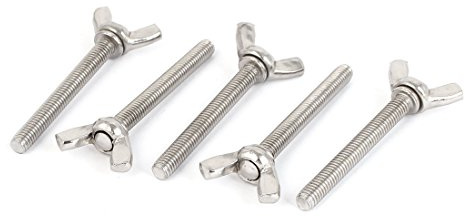 Aexit Chiusura a vite a farfalla con bullone ad alette in acciaio inox 304, filetto M6 x 50mm, 5 pezzi ID: 221855