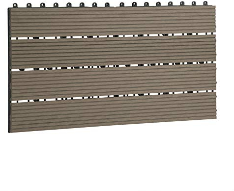 Laneetal Set di 6 Pavimento per Esterno, Pavimento WPC Incastro, Piastrelle per Decking a Incastro per Giardino, Patio, Terrazza, Balcone, 30x60 cm, Marrone