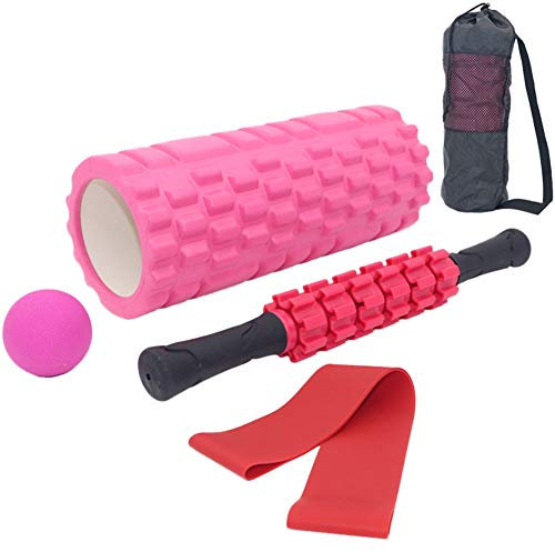 GITVIENAR Faszienstange Set: 33cm Muskelroller + 6 Gänge Massage Stick + Faszienball + Sport Gummi Bänder zum Faszien Training der Muskeln und Schmerztherapie mit eine Aufbewahrungstasche