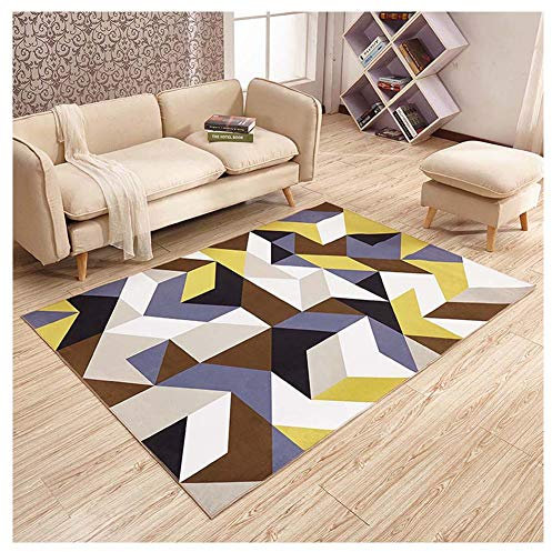 GUOCU Patchwork Teppich Bordüre Kurzflor Meliert Teppich Wohnzimmer Modern Teppich Mit Konturenschnitt Karo Moderner Geometrische Muster Terrassen Teppich,Bunt16,160x230cm