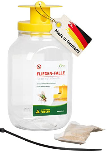 GARDIGO® Trappola per Mosche - Esca Inclusa | Repellente Mosche da Esterno | Made in Germany | Cattura Mosche da Appendere in Terrazza, Giardino, Oliveto | Cattura Insetti | Protezione dalle Mosche