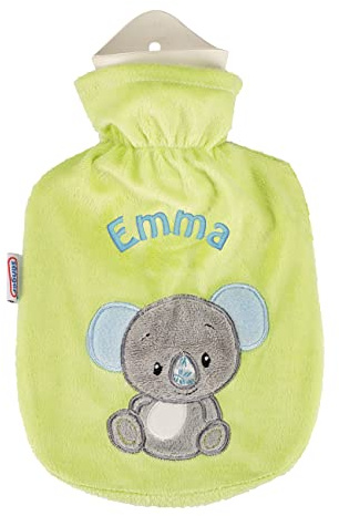 Striefchen® Kinder-Wärmflasche mit Name bestickt Babygeschenk zur Geburt Grün
