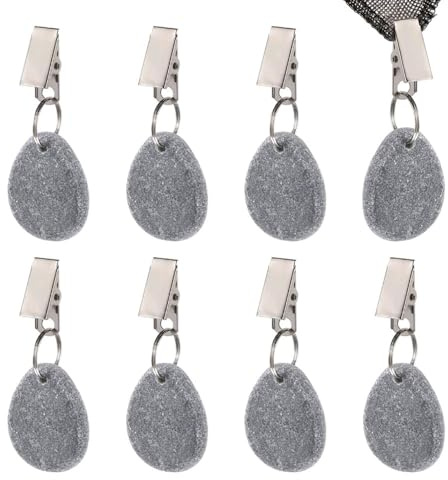 WANGCL 8 Stück Tischdeckenbeschwerer, Tischdeckenanhänger mit Edelstahlclip für Outdoor, Familie, Abendessen, Garten, Party, Hochzeit, Camping, Picknick, Tropfenform, Grau