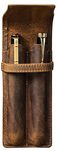CONTACTS Stifteetui aus echtem Leder, handgefertigt, Vintage-Stifthalter, Stift-Schutzhülle für Reisen, Elegantes Schreibtisch-Zubehör, Bleistifte-Organizer-Box, Kaffee 2, Krawattenetui