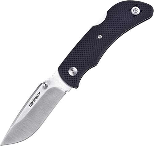 TONIFE CK2103 Klappbares Taschenmesser mit rostfreier AUS-8 Klinge Outdoor Camping MES mit Anti-Rutsch G10 Griff EDC Taschenclip (Schwarz)