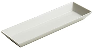 Plato llano Platos llanos grandes y modernos Plato para servir Bandeja para servir Plato de sushi rectangular de porcelana blanca Vajilla para restaurante Mood Plato frío Platos llanos apilables (Or