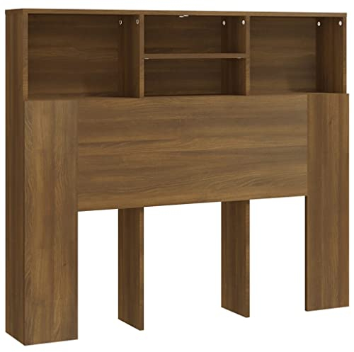 vidaXL Kopfteil mit Ablagen Braun Eichen-Optik 120x19x103,5 cm