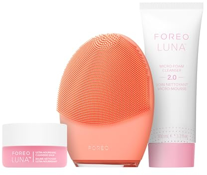 Set FOREO LUNA 4 Spazzola detergente viso per pelle equilibrata + Mousse detergente viso LUNA Micro-Foam Cleanser 2.0 100 ml + Burro struccante viso e occhi LUNA 75 ml - Massaggio facciale rassodante