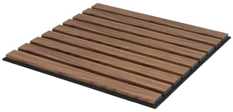 KGM Akustikpaneel ExPress 50 - Walnuss, 50 x 50 cm, Set 4 Stück | Wandpaneele, MDF mit Filz-Rückseite, schallabsorbierend, für Wand, Decke, Montage per Schraube oder Kleber, PEFC-zertifiziert