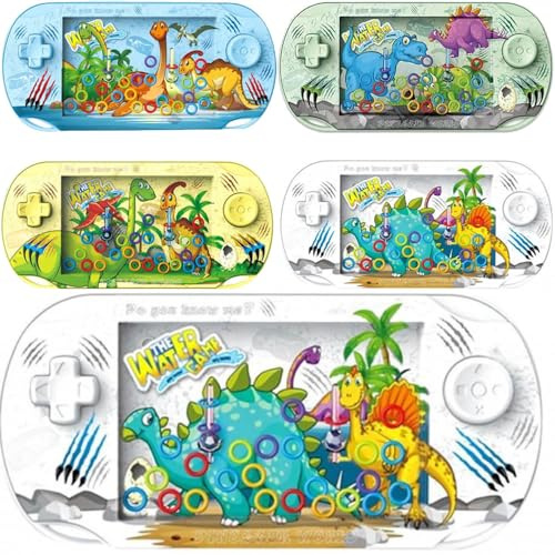 Carpeta 4X Geduldsspiele * SÜSSE Dinos * als Mitgebsel zum Kindergeburtstag und Geschenk für kleine Kinder | Größe je Spiel: 7x14cm | Dinosaurier Wasserflipper Wasserspiele Geburtstag