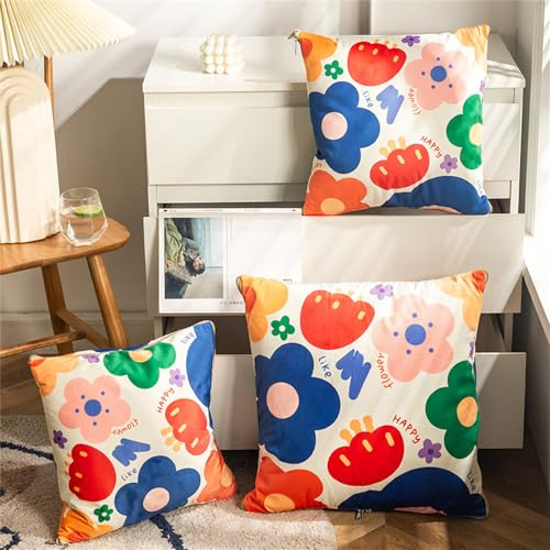 Surwin Flanelldecke Super Süßes Kissen und Decke 2 in 1, Weiche Warm Flauschig Reisedecke, Verwandlungskissen mit Reißverschluss umwandelbar zur Decke, Multifunktionale (Bunte Blumen,150x200cm)