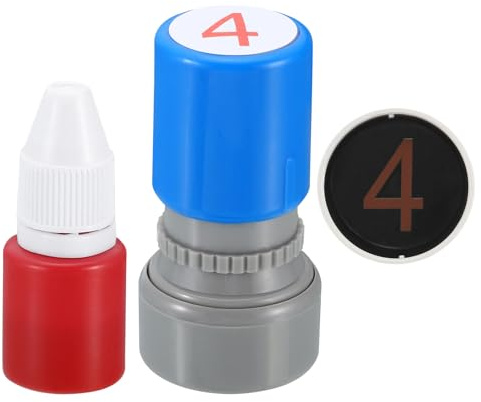 PATIKIL Number Stamps Self Inking,Numeral 4 Number Stamp Teacher,Red Ink