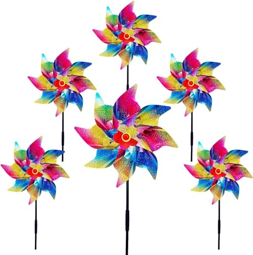 Girandole a Vento Uccelli, Hillylolly Girandole Spaventa Uccelli, 53cm Mulino a Vento Riflettente, Repellente per Uccelli Girandola per Proteggere Giardino, Frutteto, Terreno Agricolo e Balcone