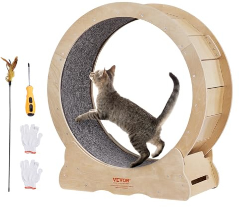 VEVOR Rueda de Ejercicio para Gatos Rueda de Correr Interior 750 mm Rueda para Correr Alfombrilla Desmontable y Rompecabezas para Correr, Caminar y Entrenar Adecuado para la Mayoría de los Gatos