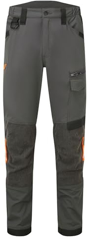 Portwest EV441 EV4 Stretch Work Trousers 2 Side Pockets Machine Washable | Grey, EN 14404, Regular Fit, Laser-Cut Ventilation, Triple Stitched Seams, Reliable Protection, Inner Boot Clip, Workwear