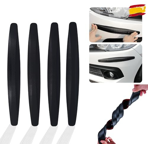 B-E ® Protector Parachoques Coche + Regalo Pegatina de Bandera Española 4 Piezas | Pegatinas para Coche Exterior | Protector Parachoques Trasero y Delantero (PPNEGRO)