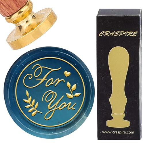 craspire for You Wachssiegelstempel, Wortblatt, Vintage-Siegelwachsstempel, Retro, 25 mm, Abnehmbarer Messingkopf, Holzgriff Für Hochzeit, Geburtstag, Umschläge, Einladungen, Dekoration