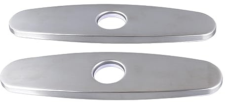 Tissting 2 Pcs Wasserhahnplatte, 35mm Lochkappen Abdeckplatte Edelstahl Wasserhahn Abdeckplatte Befestigung Platte Badezimmer Küchenspüle 25 x 6 cm