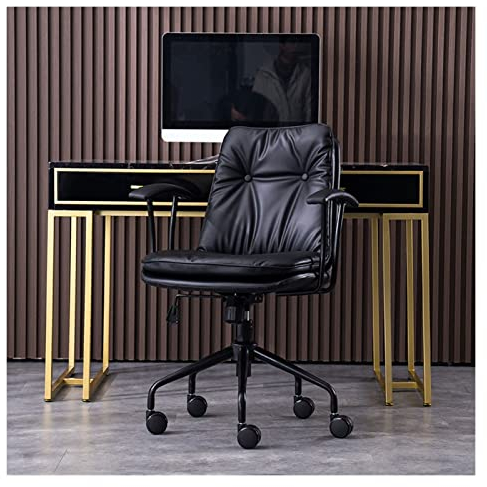 Bürostuhl Ergonomischer Home-Office-Schreibtischstuhl, ergonomischer, verstellbarer PC-Stuhl mit Lendenwirbelstütze, Arbeitsstuhl aus PU-Leder mit Metallbasis und gepolsterten Armlehnen Schreibtischst