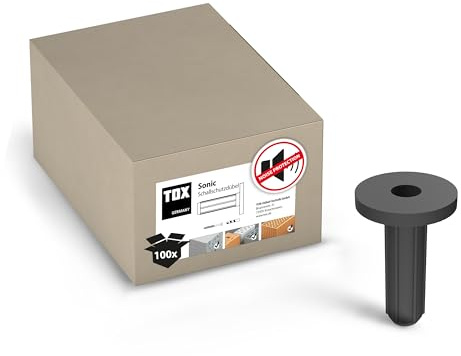 TOX Schallschutzdübel 10x34 mit Kragen - schallabsorbierende Dübel, schwarz - 100 Stück