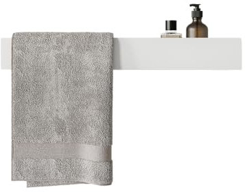 DABSTORY Rechtes Badetuchhalter und Badezimmer Regal Edelstahl Badregal Schmal Weiß für Wand Lavanda 100cm