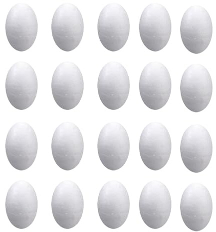 Dickly Huevos de Espuma Huevos de Pascua Bolas sólidas en Huevos de poliestireno sin Pintar Huevos Falsos para Adornos de Halloween Decoración, 20 Piezas 12 Cm