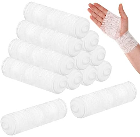 12Pcs Premium Conforming Bandage 12 Rollen Mullbinden 10 cm x 2 m Elastische Binde Fixierbinde Dehnverbandwickel Atmungsaktiv Gaze