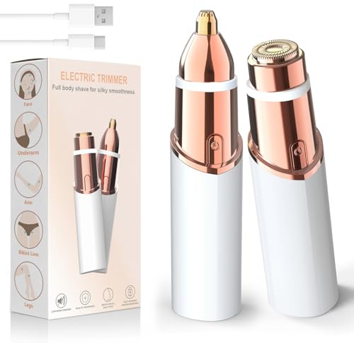 Vexloria 2-in-1 Women's Eyebrow Trimmer & Facial Hair Remover with LED Light - Professional Painless Precision Grooming Tool for Eyebrows, Upper Lip & Face