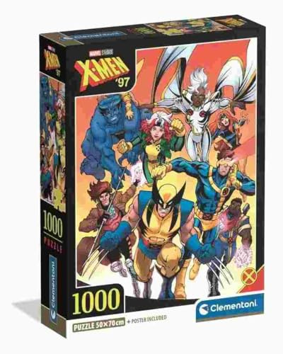 Clementoni Puzzle Marvel Xmen 1000 Stücke, Compact Box - Puzzle für Erwachsene 14-99 Jahre, Geschenk für Mann und Frau, Made in Italy, 37066