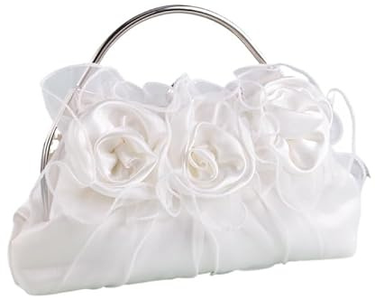 YOPI Damen Handtasche Satin Mesh Blume Clutch Satin Tasche Abendtasche Braut Fee Tasche