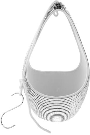 HEMOTON Mirror Ball Hanging Flower Pot Self Watering Hanging Planter Decorative Disco Ball Flower Pot for Home Silver