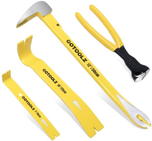 4-teiliges Hebelstangen-Set, 30,5 cm, Allzweckkrallen-Hebelstange, 25,4 cm & 19,1 cm flache Brechstangen, Brechstabkralle, 20,3 cm Endschneidezange, Nagelentferner-Werkzeug für Sockelleiste, Boden