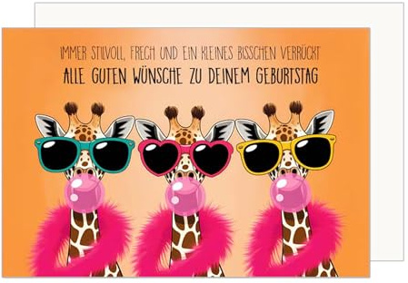 Edition Seidel Premium Glückwunschkarte zum Geburtstag mit Umschlag. Geburtstagskarte Grußkarte Karte für Mann Frau Freund Freundin Mädchen Giraffen Wünsche (G3824 SW025)