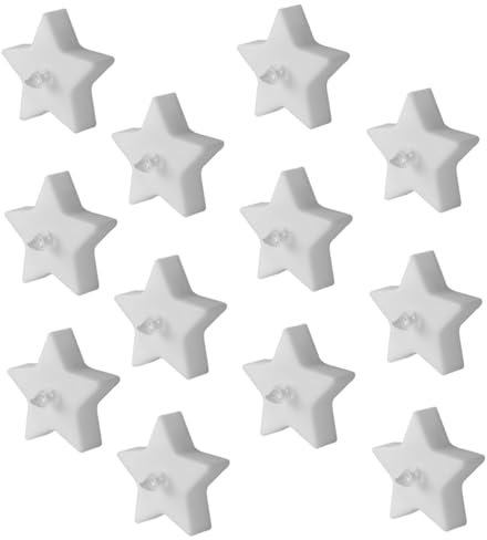 Sewroro 12pezzi Candele Natalizie Forma Di Stella Led Decorazioni Per Candele Da Festa Da Compleanno Piccole Dimensioni e Leggero Facile Da Spostare e Decorare
