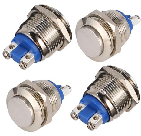 HOMOBABE Interruttore Pulsante Metallico 19mm Reset Automatico in Acciaio Inossidabile 4pezzi per Camion Barche Uso Industriale