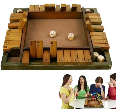 Shut The Box Game - 2-4 Player Wooden Traditional Family Game | Board Tabletop Games | Educational Game Enhances Math And Decision-Making Skills For Learning Addition, Entertainment