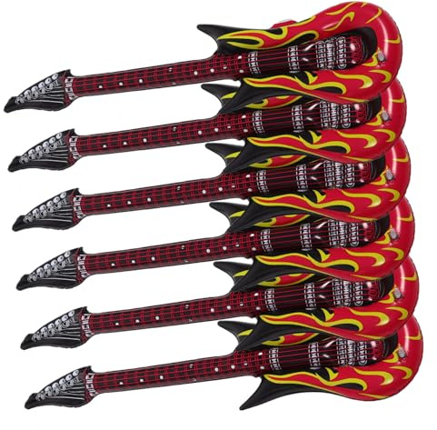 GARIOUANS Aufblasbare PVC Gitarre Partyspielzeug 6 Stück Für Kinder Musikfans Wiederverwendbare Luftgitarren Kinderparty Requisiten