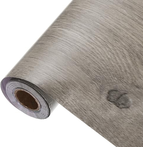 QUARKZMAN Papel De Contacto Con Textura De Madera 23.6 x 394 Autoadhesivo Papel Tapiz Impermeable Para Cubiertas De Cocina Baño Armarios Hogar Gris