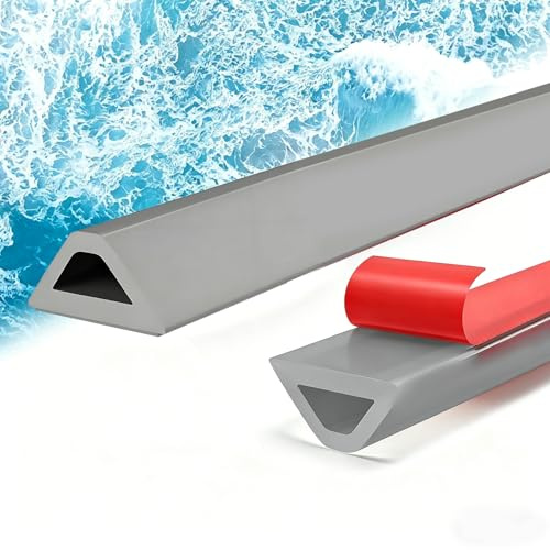 XLTBOMS 120 cm bordo piatto doccia, profilo barriera in silicone per doccia autoadesiva, grigio barriera acqua piatto doccia, evitare di uscire con acqua, piatto doccia, adatto per bagni e cucine