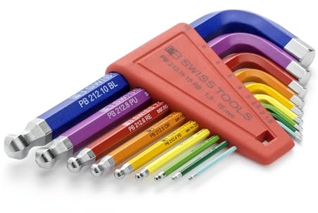 PB Swiss Tools Sechskant-Winkelschraubendreher-Satz, mit Kugelkopf, pulverbeschichtet, 9-teilig