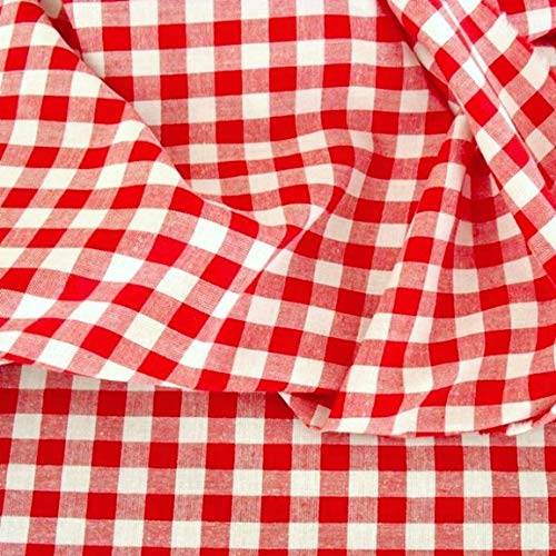 TOLKO 50cm Baumwollstoff Meterware kariert | Landhaus Karo Stoff als Kleiderstoff Dekostoff Vorhang Gardine Kissen Schürze Bezugsstoff 150cm breit Baumwoll-Stoffe zum Nähen (Rot)