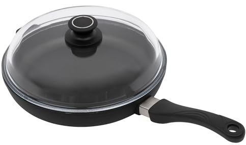 MaxxGoods by Eurolux Flachpfanne Ø 24cm | Für alle Herdarten - auch Induktion | Wählbar mit/ohne Glasdeckel | Antihaftbeschichtung, Hitzebeständig bis 230°C | (Ø 24cm - mit Glasdeckel)