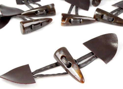 5 x Keilknopf Knebelknopf Knopf Rohling mit Verschluss braun*NEU